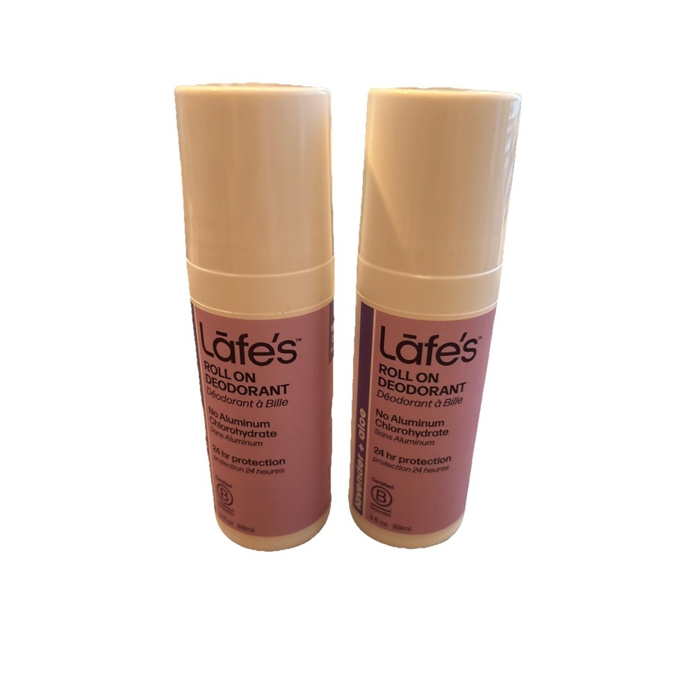 2X Lafe's Roll On Deodorant 24Hr Protection Soothe Lavender & Aloe Scent 3 oz